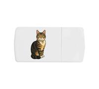 'Sitting Tabby Cat' Pill Box with Tablet Splitter (PI00034558)