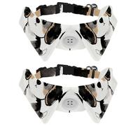 SittingTricolorPup Pet Bow Tie Collar, Adjustable Soft Waterproof Collar for Cats & Dogs