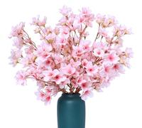 SITUMEIZI 6PCS Cherry Blossom Branches Decor Artificial Cherry Blossom Flowers 16" Fake Silk Flower Faux Real Touch Bouquet for Home Wedding Bedroom Japanese Garden Party Decoration(Pink)