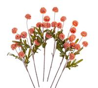SITUMEIZI Orange Artificial Chrysanthemum Flowers Fake Mums Silk Long Stem Pompon 6Pcs Mini Faux Kiku Flower Arrangements for Home Party Wedding Decorations