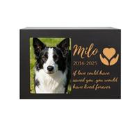 Sitycmt Personalized Pet Urns for Dogs and Cats, Custom Dog Urns Wooden Memorial Keepsake with Photo Frame, Urn for Dog Ashes, Sympathy Gift for Large/Small Pets (Style2)