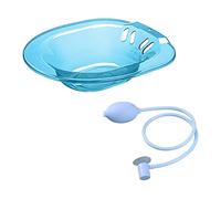 Sitz Bath Basin for Toilet with Flusher 2000ml Bidet Durable for Women Blue with Flusher 38 x 35.5 x 9.5 cm