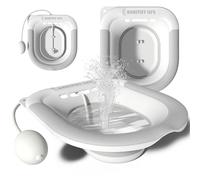 Sitz Bath, Foldable Sitz Bath for Toilet Seat Sitz Bath with Flusher Collapsible Sitz Bath for Hemorrhoids, Postpartum Care and Surgery Relief, Fits Most Toilets, Easy to Store, Steam Seat（Grey）