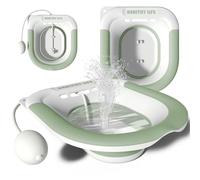 Sitz Bath, Foldable Sitz Bath for Toilet Seat Sitz Bath with Flusher Collapsible Sitz Bath for Hemorrhoids, Postpartum Care and Surgery Relief, Fits Most Toilets, Easy to Store, Steam Seat（Green）