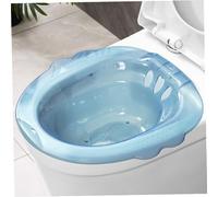 Sitz Bath for Toilet, 39x39cm Clear Plastic Over The Toilet Sitz Baths, Anti-Overflow Washing Basin for Hemorrhoids Postpartum Private Care (Blue)