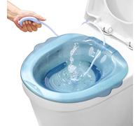 Sitz Bath for Toilet, Over The Toilet Sitz Bath with Flusher, Anti-Overflow Sitz Bath for Hemorrhoids Women, Sitz Bath Soak Kit for Hemorrhoids Postpartum Private Care (Blue)
