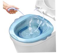 Sitz Bath Portable Over The Toilet Bidet with Flusher Anti-Overflow Large Capacity Bidet Attachment for Hemorrhoids Postpartum Care Intimate Private Hygiene (Blue with Flusher)