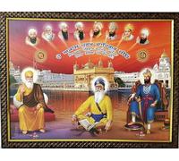 SIU Saheed Baba Deep Singh Ji, Guru Nanak Dev Ji Photo Frame and Guru Gobind Singh Ji Photo Frame (18x14 Inch) - Guru Nanak Dev Ji, Guru Gobind Singh Ji, Baba Deep Singh Ji, Guru Angad Dev Ji, Char