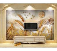 siuayosdj Wallpaper 3dAbstract Marble Pattern Three-Dimensional Gold Wheat Bird TV Sofa Background Wall Bedroom Living Room Study Room Mural,3D,250x175cm