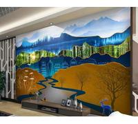 siuayosdj Wallpaper 3dGolden Abstract Artistic Conception Ink Landscape Landscape TV Background Wall Bedroom Living Room Study Mural,3D,430x300cm