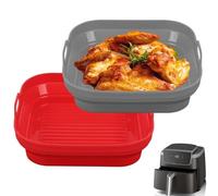 SIUDANGKA Silicone Air Fryer Liner, 2-Pack Reusable, Compatible with Ninja Foodi AG301 Air Fryer, Round, Red