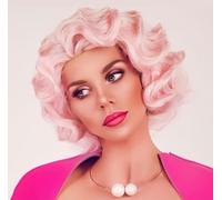 Siudus 1920s Finger Wave Wig Pink Short Curly Womens Wigs Synthetic Heat Resistant Vintage 30s 50s Costume Cosplay Hair Wig