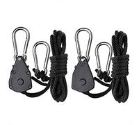 SIUKE Ratchet,2-Pack Ratchet 1/8 Inch Adjustable Heavy Duty Tie Down Rope Carabiner Hook Clip Hanger 150lb Capacity for Grow Light Luggage Strap