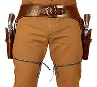 SIULAS Leather Double Gun Holster - Medieval Retro Revolver Belt Case - Retro Gun Holster Western Cowboy Revolver Bag for Cosplay Cowboy Costume Revolver Accessories (brown)