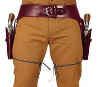 SIULAS Leather Double Gun Holster - Medieval Retro Revolver Belt Case - Retro Gun Holster Western Cowboy Revolver Bag for Cosplay Cowboy Costume Revolver Accessories (red)