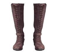 SIULAS Medieval Boots - Men's Women's Vintage Knee Length Laces UP Shoes - Renaissance Cosplay Boots, Brown, 46 EU