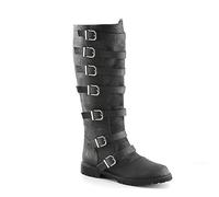 SIULAS Mens Mid-Calf Boots with 7 Buckle Knee Length Laces UP Shoes Renaissance Medieval Cosplay Boots for Stage Performance Props,Black,37