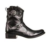 SIULAS Men's Short Riding Boots - Medieval Retro Leather Shortshaft Knights Boots with Belt Buckle - 1 Pair of Steampunk Shoes for Men - Adult Autumn Winter Outdoor Riding Boots Shoes,Black,45