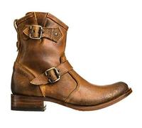 SIULAS Men's Short Riding Boots - Medieval Retro Leather Shortshaft Knights Boots with Belt Buckle - 1 Pair of Steampunk Shoes for Men - Adult Autumn Winter Outdoor Riding Boots Shoes,Grey,43