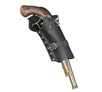 SIULAS Pirate Flintlock Holster for Cosplay - Medieval Warrior PU Leather Pistol Holster Bag - Waist Hanging Knight Single Gun Holder Revolver Belt Holster - for Drama Performance,Black