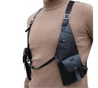 SIULAS PU Leather Underarm Bag - Vintage Leather Double Shoulder Holster Bag Wallet Pocket - Adjustable Concealed Anti-theft Phone Wallet,Black,life size