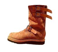 SIULAS Renaissance Short Riding Boots Medieval Cosplay Boots Retro Motorcycle Boots with Medium Run Classic Round Head Belt Mens Steampunk Boots,Brown,45