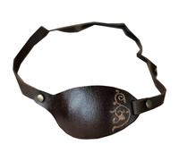 Single Eye Mask, Pirate Eye Patches for Adults, Medieval Retro Steampunk PU Leather Blindfold with Adjustable Elastic,left