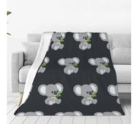 SIULAS Sofa Throw 50" X 60",Fluffy Soft Warm Versatile Fleece Green Leaf Koala Blanket For Couch/Bed/Single Size,Grey