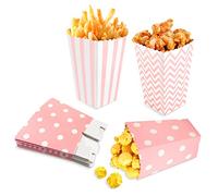 Siumir Popcorn Bags Paper Popcorn Boxes 24 PCS Snacks Containers for Party, BBQ, Theaters, Kids, Pink