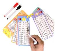 SiumPklay 15-Pack Reusable Times Tables Flashcards & Multiplication Chart Set with 2 Dry Erase Markers + 1 Ring | Kids Math Games | Portable Learning Resources for 1st-3rd Grade