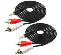 SiumPklay 2-Pack 1.5m RCA to 3.5mm Aux Cables - Gold-Plated Phono to 3.5mm Jack Adapter Leads - Stereo Audio Cables for TV, Home Theater, Car, Speakers, iPhone, Smartphone (Red & White)