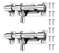 SiumPklay 2 Pack Stainless Steel Gate Bolt - 3" Silver Slide Door Lock with Screws for Bedroom, Bathroom Garden & Internal Doors (304 Steel Corrosion Resistant)