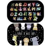 SiumPklay 2 Pcs Educational Car Window Shades for Baby & Kids - Fun Animal Numbers & Vegetable Alphabet UV Protection Sunshade (51x31cm) Static Cling Easy to Install Fits Most Cars