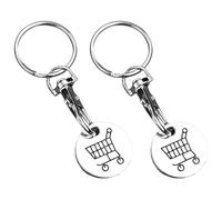 SiumPklay 2 Pcs Trolley Token Keyrings - Durable Metal Shopping Trolley Coin with Key Clip, Supermarket Trolley Token for UK Lockers & Carts (Silver & Black)