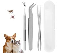SiumPklay 3-in-1 Tick Remover Kit for Dogs, Cats & Humans - Stainless Steel Tick Removal Tools with Tweezers, Hook & Storage Box
