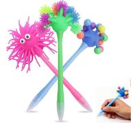 SiumPklay 3 Pack Squishy Tentacle Fidget Pens - Wobbly Sensory Toy Writing Instruments with Black Ink for Kids & Adults, Fun School Supplies, Cool Novelty Pens for Party Favors and Class Gifts