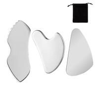 SiumPklay 3-Pack Stainless Steel Gua Sha Tools Set - Heart, Lip & Triangle Shape Facial & Body Massage Scrapers for Lymphatic Drainage, Puffiness Reduction & Muscle Relief