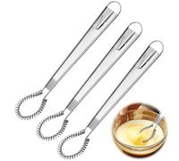 SiumPklay 3 Pcs Stainless Steel Mini Whisk Set - Small Hand Whisk for Coffee, Milk, Sauce Mixing & Baking