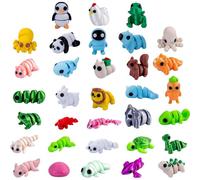 SiumPklay 33Pcs 3d Printed Animals，3d Printed Fidget Toy Stress Relief Sensory Toys ，3d Printed Toys Different Animal Shapes for Home and Office Decoration Photographic Prop