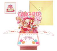 SiumPklay 3D Pop-Up Birthday Card for Daughter, Magical Surprise Gift with Pink Heart Design Includes Greeting Card & Envelope Perfect Keepsake for Girls Teens and Adult Daughters