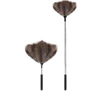 SiumPklay 40 Inch Adjustable Telescopic Ostrich Feather Duster with Stainless Steel Handle - Fluffy Natural Feathers for Ceiling, Fan, Blinds, and Car Cleaning