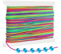 SiumPklay 50M Rainbow Elastic String for Bracelet Making 1mm Stretchy Jewelry Thread for DIY Necklaces, Beading Clay Beads Sewing & Crafts