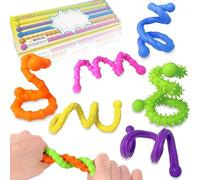 SiumPklay 6 Pack Silicone Sensory Fidget Sticks, Textured Stretchy Calming Sensory Toys for Autism & ADHD, Anxiety Relief Fidget Toys for Kids and Adults, Quiet Travel Essentials for Classroom, Car