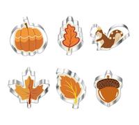 SiumPklay 6 Pcs Autumn Cookie Cutters Set - Stainless Steel Leaf, Squirrel, Pumpkin Shapes for Fall, Autumn, Thanksgiving, Christmas Party Decorations