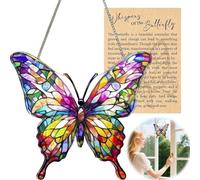 SiumPklay Butterfly Acrylic Suncatcher Ornament，Sun Catchers for Windows & Home Garden with Greeting Card, Stained Glass Window Hangings Acrylic Material