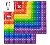 SiumPklay Double Sided Multiplication Pop It 12x12 12+12 - Math Fidget Toy for Kids, Times Table Poppet with Addition Practice Stress Relief Sensory Toy (Rainbow Colors) (color1)