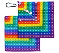 SiumPklay Double Sided Multiplication Pop It 12x12 - Math Fidget Toy for Kids, Times Table Poppet with Addition Practice Stress Relief Sensory Toy (Rainbow Colors)