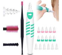 SiumPklay Ear Wax Removal Kit with 16 Soft Silicone Tips & 2 Steel Ear Picks - Safe, Gentle Spiral Earwax Cleaner Tool for Adults & Kids, Reusable & Washable Ear Cleaning Set