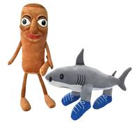 SiumPklay Italian Brainrot Plush, 2PCS Tralalero Tralala Plush Shark with Exaggerated Expressions, 18.5IN Large Stuffed Animal for Stress Relief, Unique Gift for Kids Adults, Fans, Friends, Colleagues