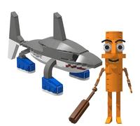 SiumPklay Italian Brainrot Toys Building Blocks Set - 2PCS Tralalero Shark & Tung Tung Sahur Action Figures, Weird Stuff Collectible, Creative Gift for Kids and Adults Who Love Brainrot Figures